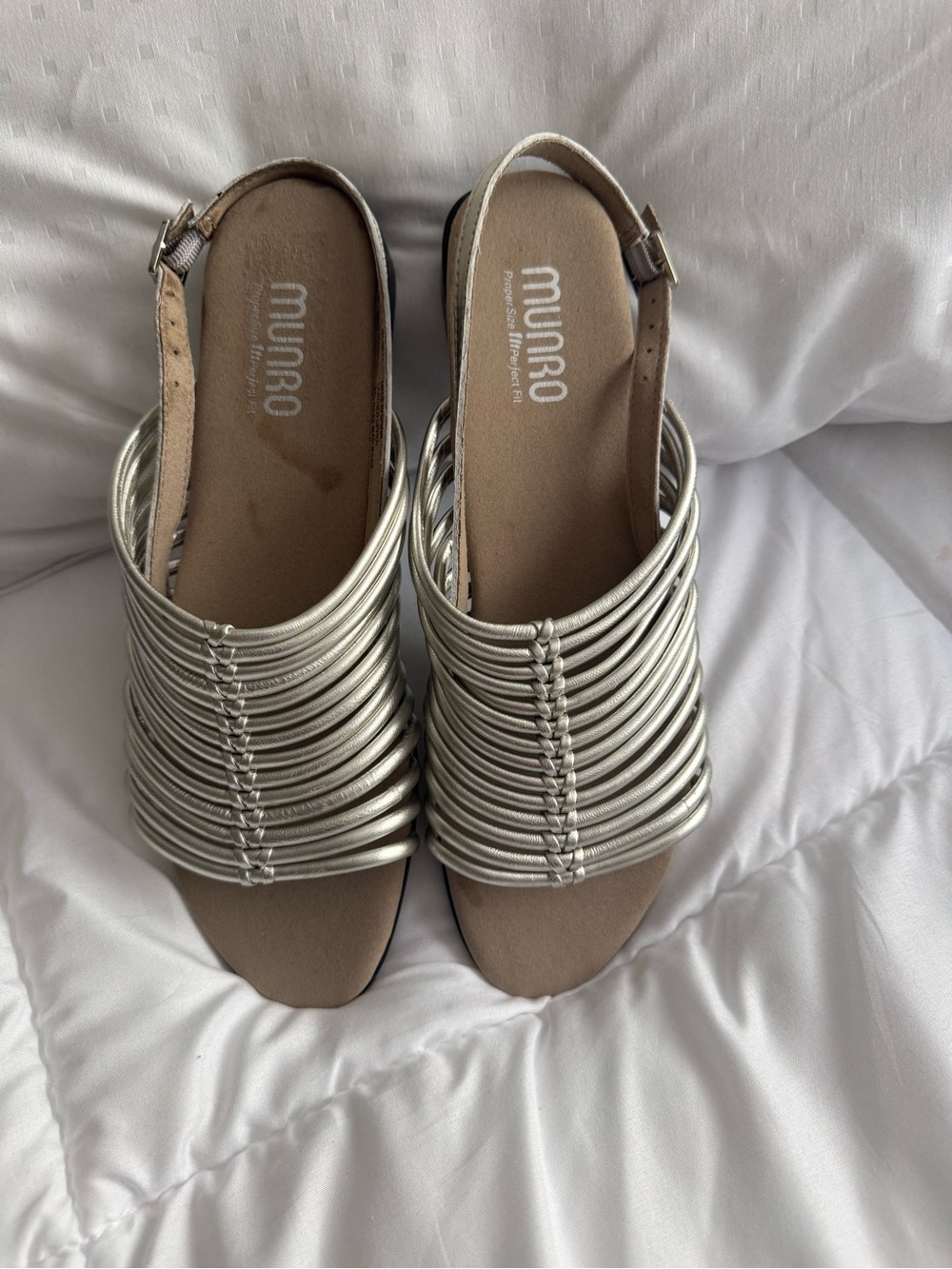 Munro Silver Multi-Strap Slingback Sandals